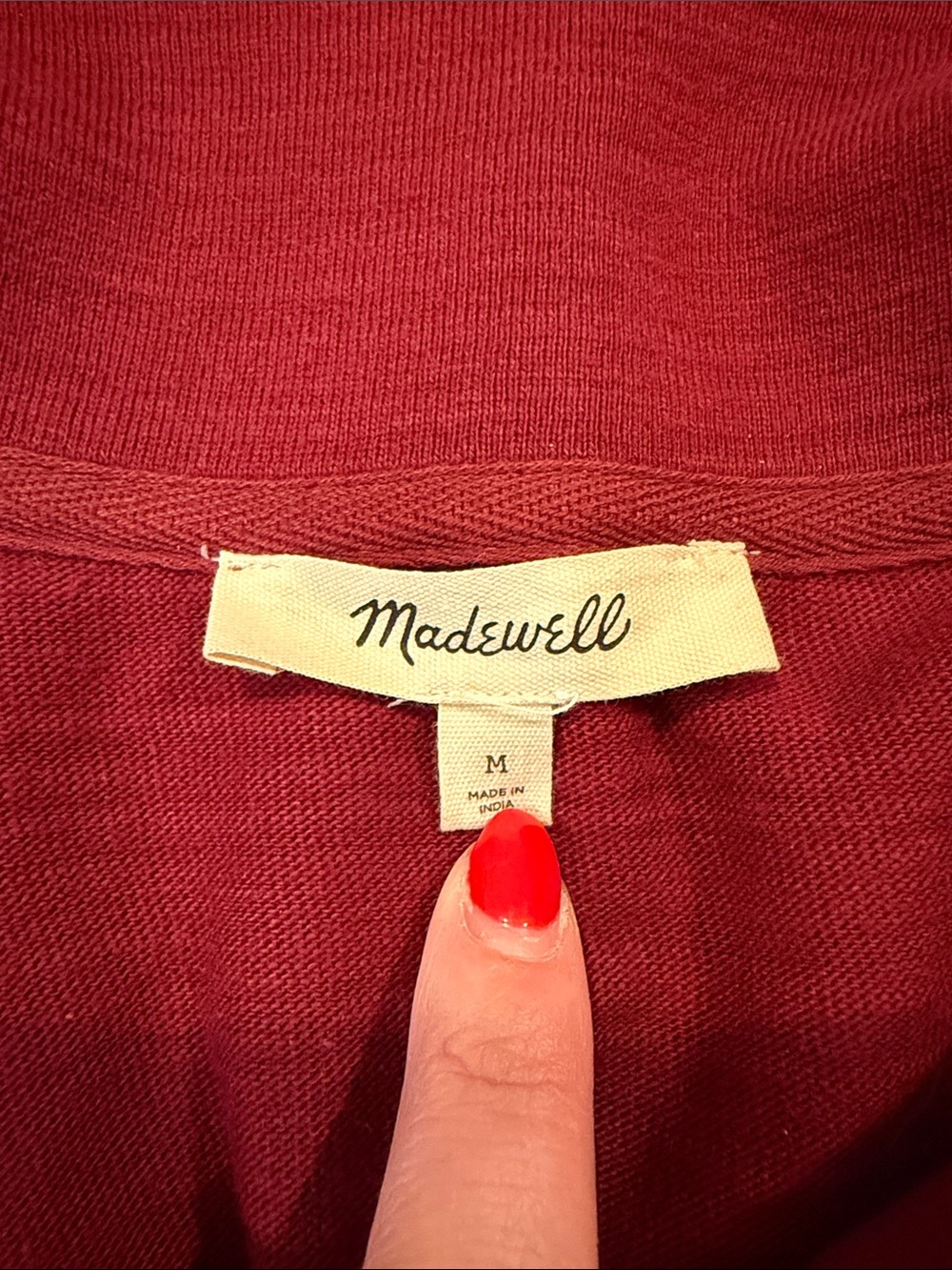 Women’s Madewell Crewneck Knit Rugby Top in Deep Burgundy and White -size Medium - Picture 2 of 5